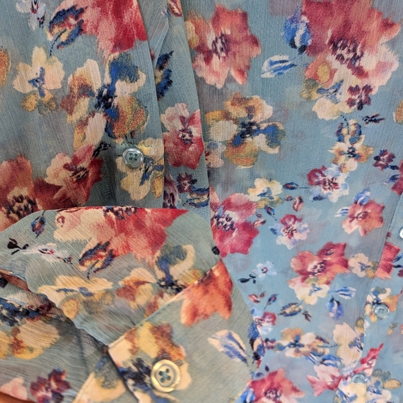 KUT from the Kloth XS Jasmine Floral Blouse Top see through blouse Scooped - Picture 5 of 12
